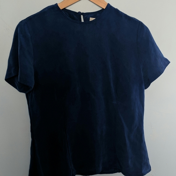 Blue silk shirt